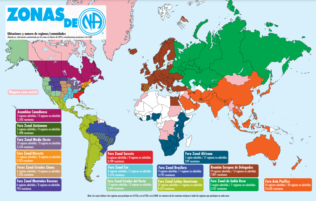 Mapa de Zonas de NA en el mundo (español)