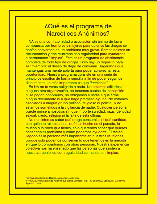 ¿Qué es el programa de Narcóticos Anónimos?