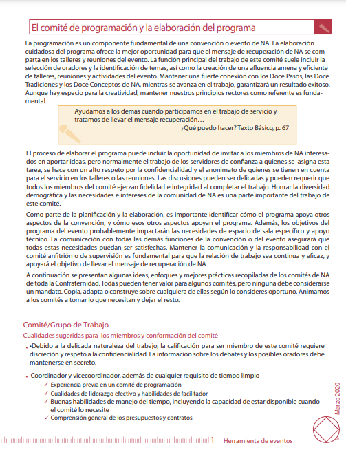 Guía de El comité de programación y la elaboración del programa de eventos